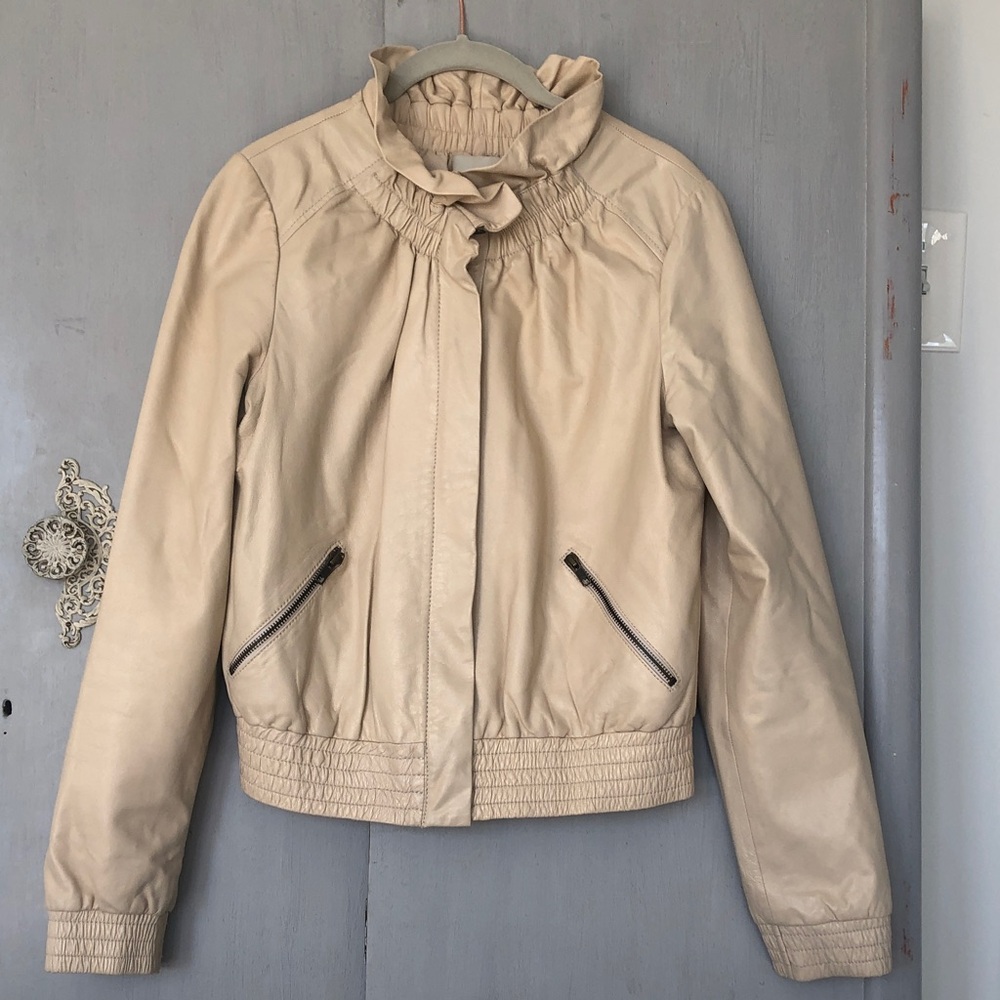 Hinge Women's Cream Leather Jacket Vintage